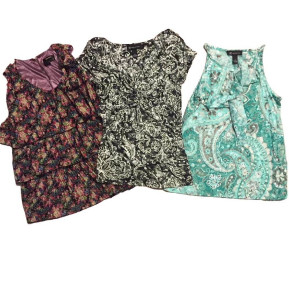Three work Tops in size Medium ( 2 are brand INC  and one is radzoli)